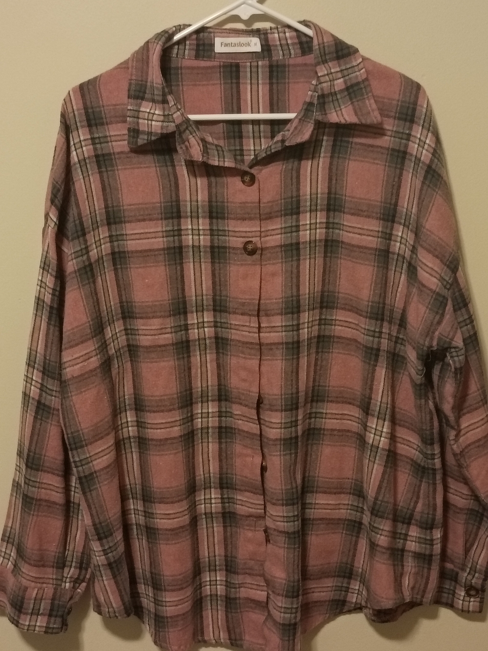 Fantastlook Women's Pink Plaid Button-Down Shirt